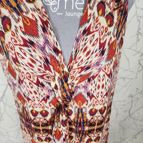 Ronen Chen Artsy Abstract Print Twisted Front Maxi Shift Dress - Picture 2 of 5